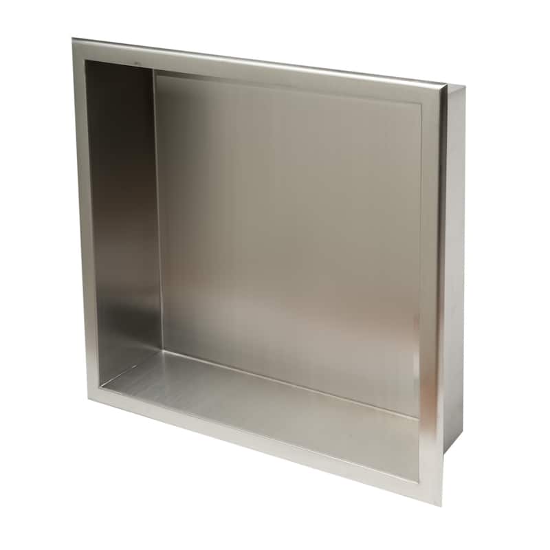 ALFI brand 16 x 16 Brushed Stainless Steel Square Single Shelf Bath Shower Niche - Grey
