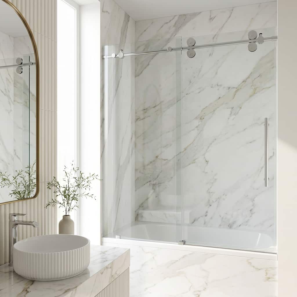 VIGO Elan 56" to 60" W x 66" H Frameless Sliding Tub Door