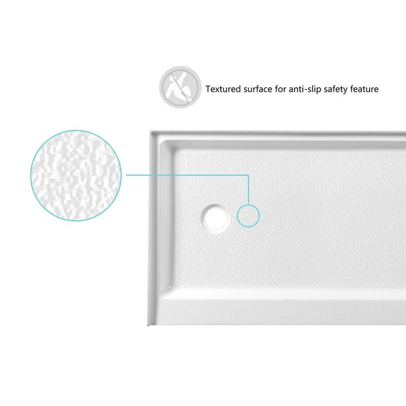 Indigo Home 60x30 inch Single Threshold Shower Tray Left Drain in White
