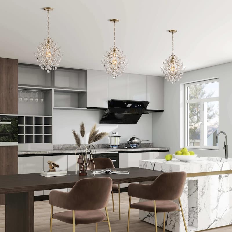 Dalia Brushed Silver-ish Champagne Single Light Mini Chandelier - 14 inches D x 16 inches H
