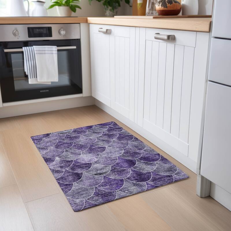Machine Washable Indoor/ Outdoor Chantille Contemporary Rug - Purple - 1'8" x 2'6"