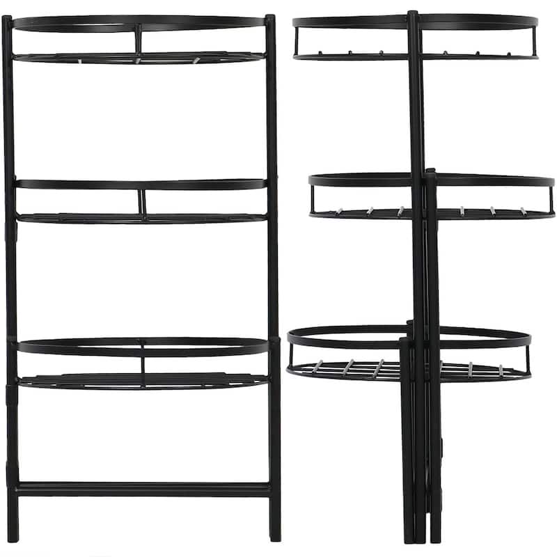 Black Three Tiered Indoor Outdoor Flower Plant Stand 22" - Set of Two