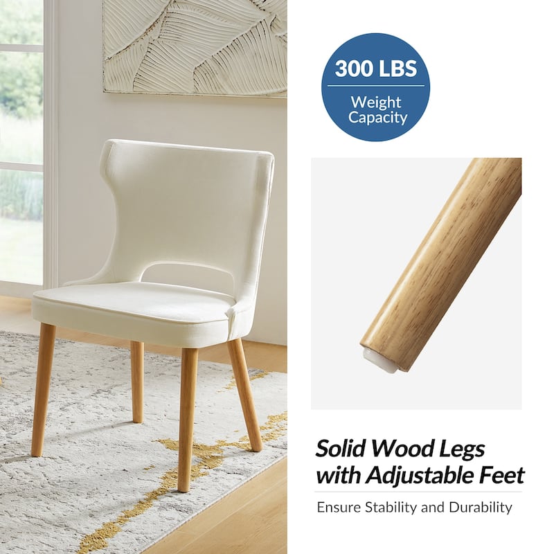 Rita Mid-century Modern Dining Chair with Solid Wood Legs Set of 4 by HULALA HOME