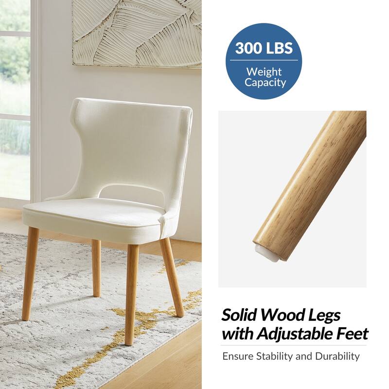 Rita Mid-century Modern Dining Chair with Solid Wood Legs Set of 6 by HULALA HOME
