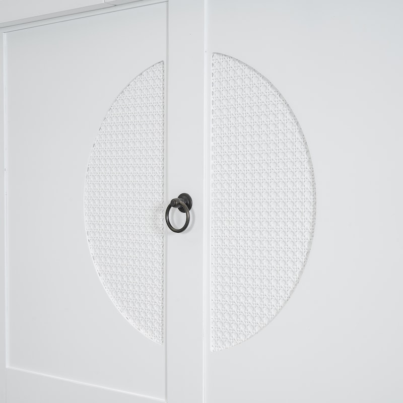 Rattan-Panel Murphy Bed with Power Hub by Harper&Bright Designs