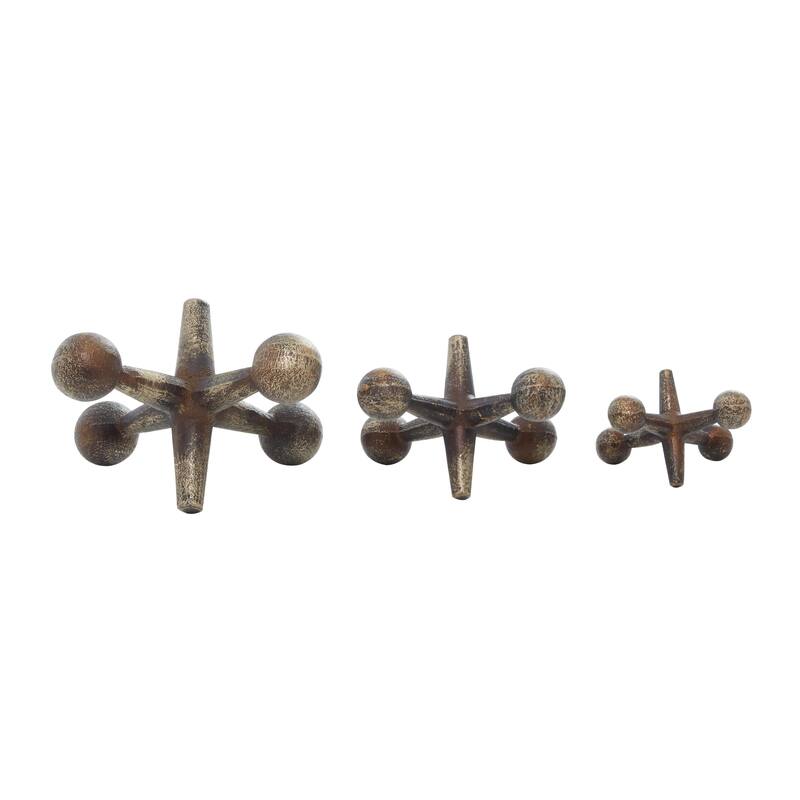 Metal Jack Sculpture - Set of 3 - CosmoLiving by Cosmopolitan - Bronze or Silver or Gray