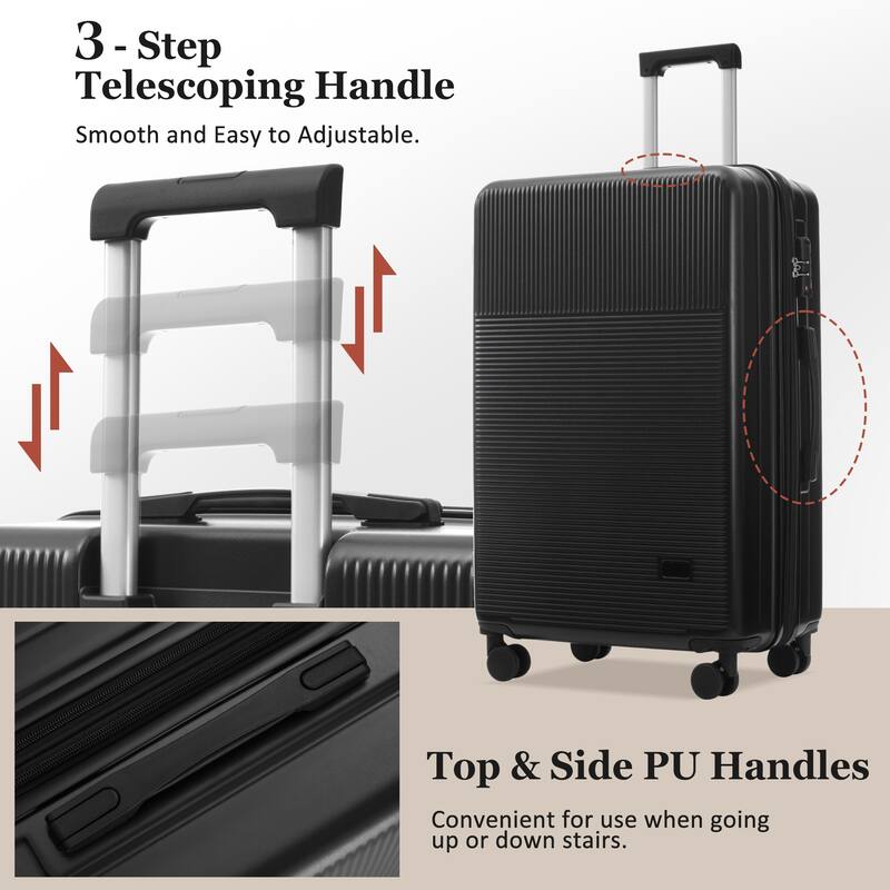 Luggage Sets 5 Piece with Half-opening, Hardside Carry On Suitcase Set with Double Spinner Wheel, with USB Port,TSA Locks
