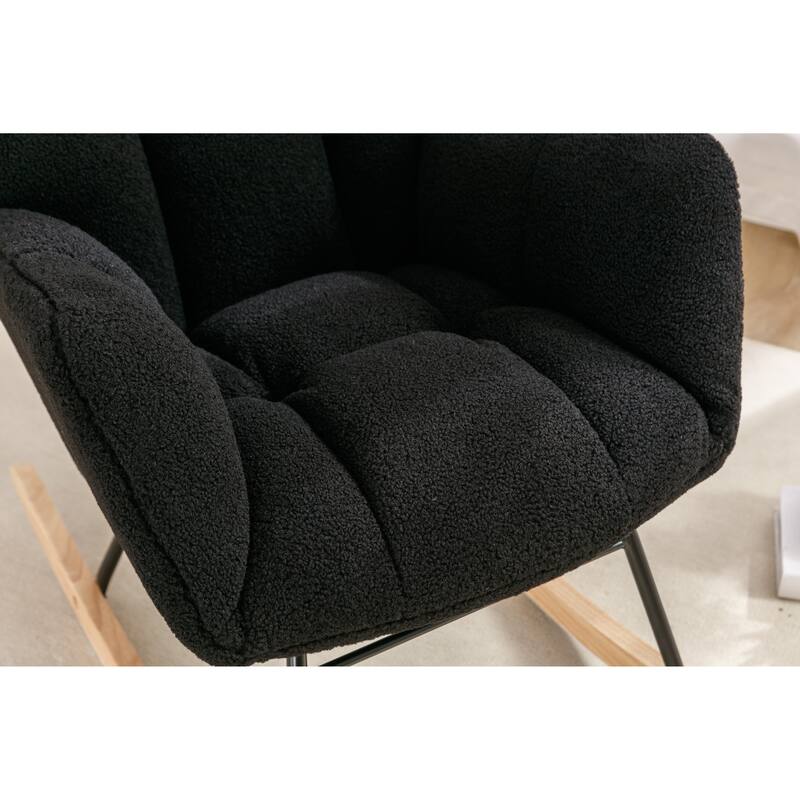 Teddy Fabric Rocking Glider Chair with Wooden Frame and 250lb Weight Capacity
