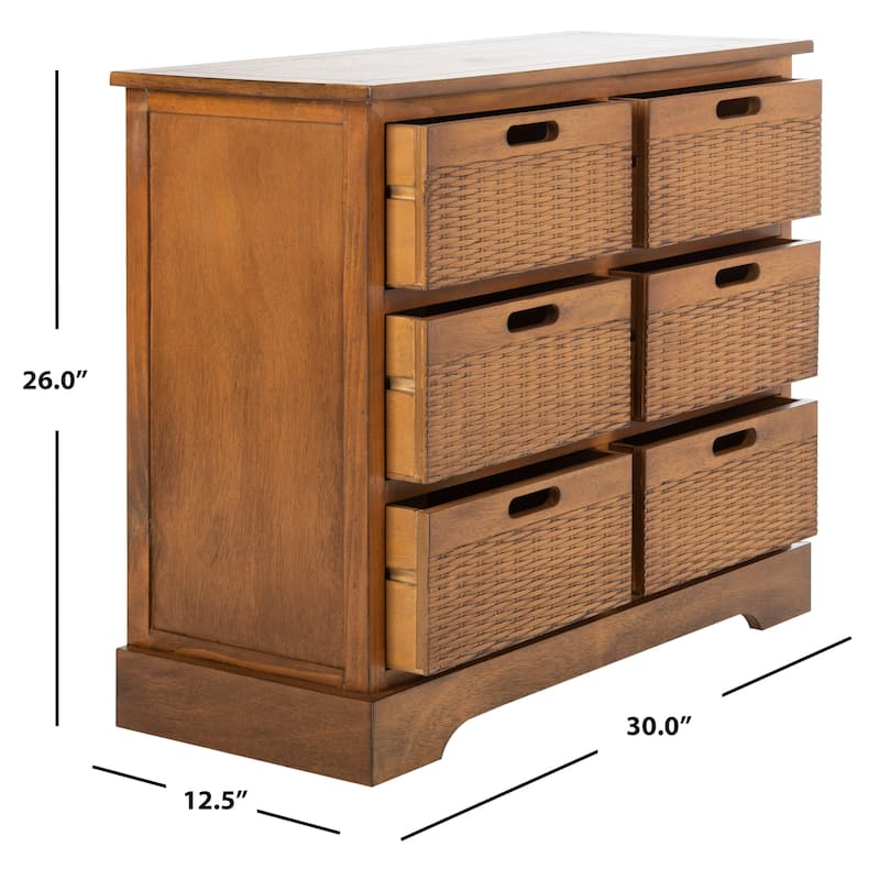 SAFAVIEH Landers Farmhouse 6-Drawer Storage Chest - 30" W x 12.5" L x 26" H