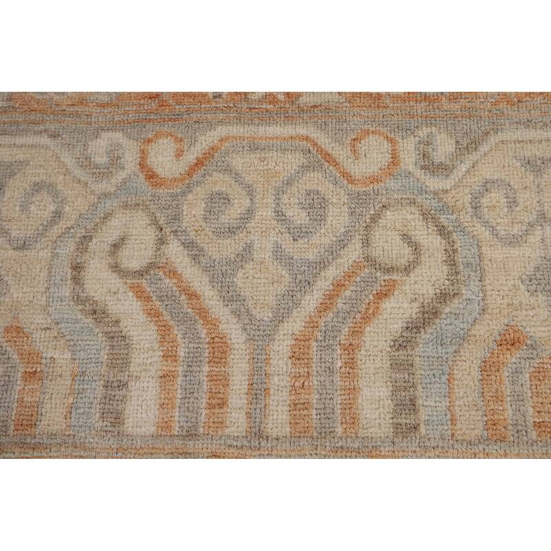 Orange Oushak Turkish Large Rug Hand-Knotted Oriental Wool Carpet - 12'2"x 14'10"