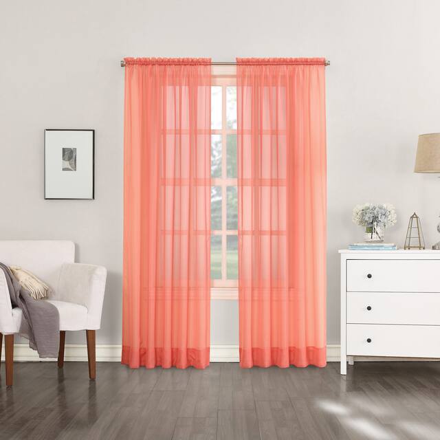 No. 918 Emily Voile Sheer Rod Pocket Curtain Panel, Single Panel