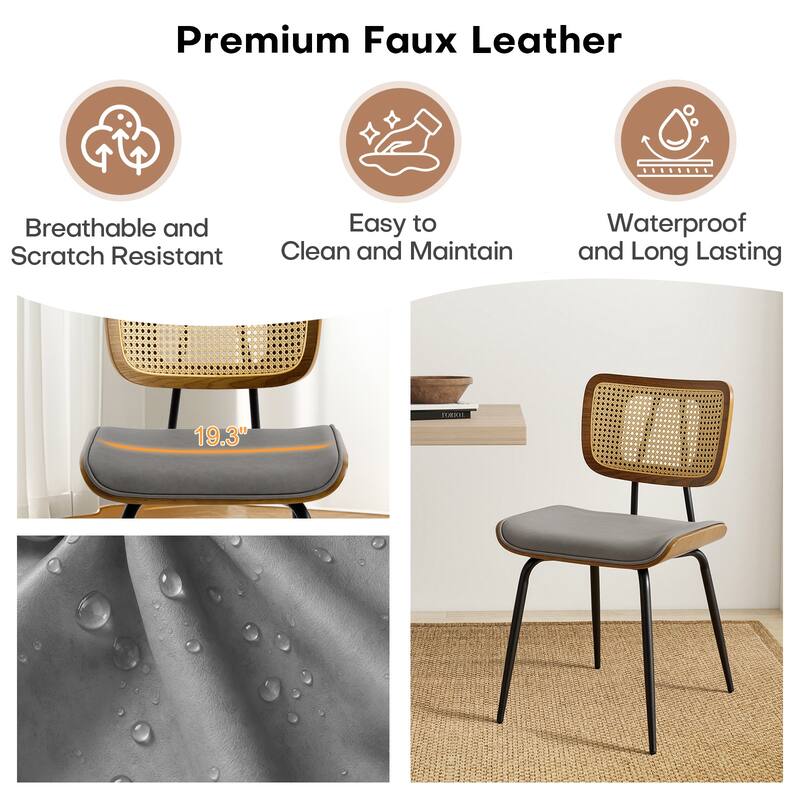 Faux Leather Upholstered Dining Chairs Set of 2/4 - 33.5"H x 19.3"W x 23"D