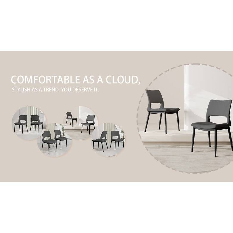 GDFStudio - Solvane Minimalist PU Leather Upholstery Dining Chair Set with Curved Backrest Padded Seat & Metal Legs, Set of 2