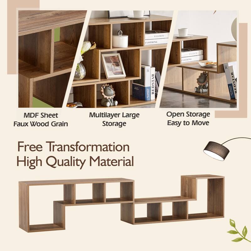 2-Piece Cube TV Stand, Free-Combination L-Shaped Media Console with 6 Open Shelves, Adjustable 55"-80", MDF