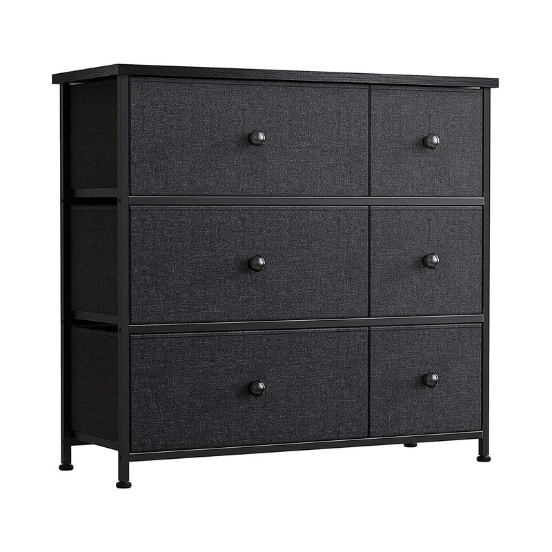 6 Drawer Steel Frame Wooden Top Minimalist Closet Storage