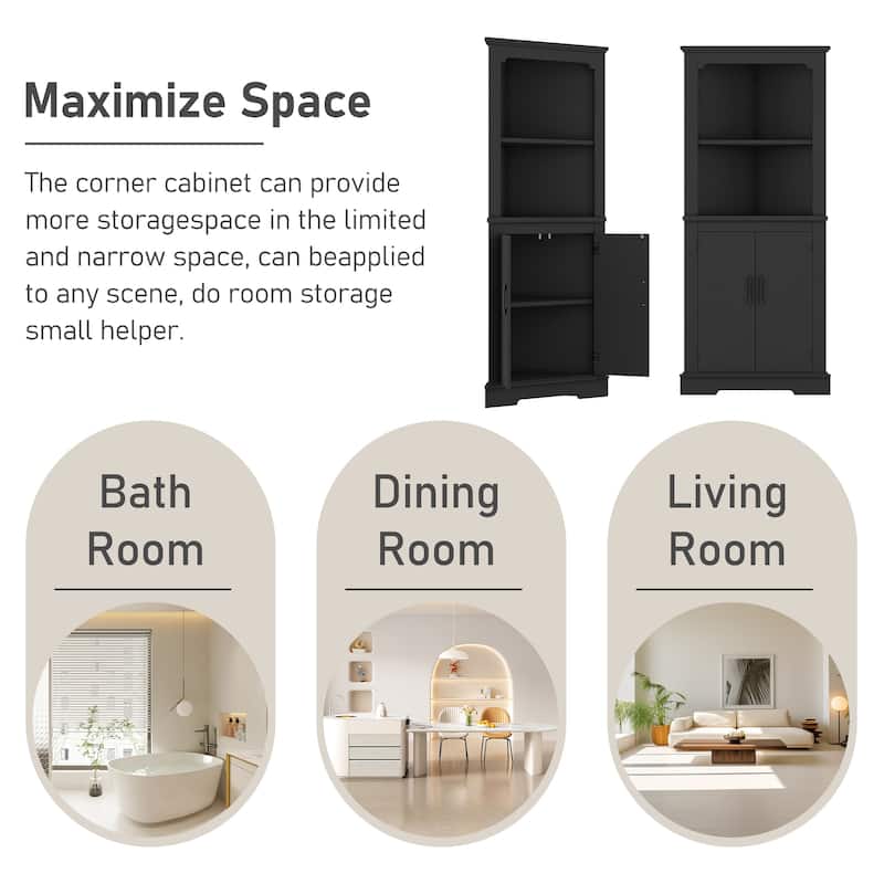 Tall Corner Cabinet with Doors