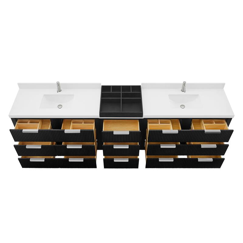 Santarem Double Vanity with Pure White Quartz Stone Top without Mirror