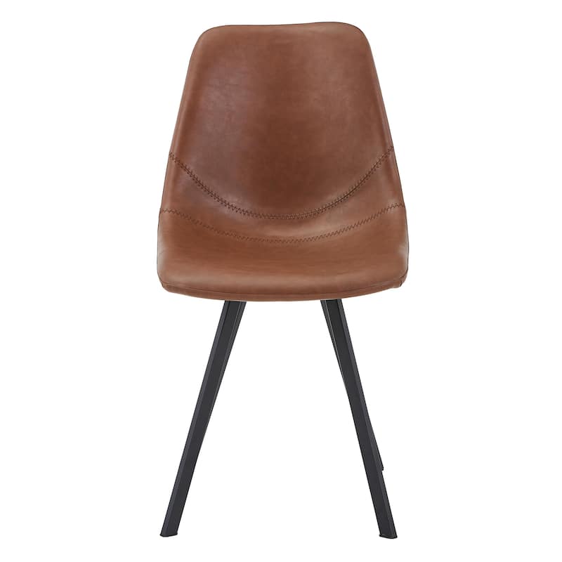 Markley Modern Ergonomic Leather Dining Chair with Black Steel Legs, Scratch-Resistant & Comfortable Kitchen Chair