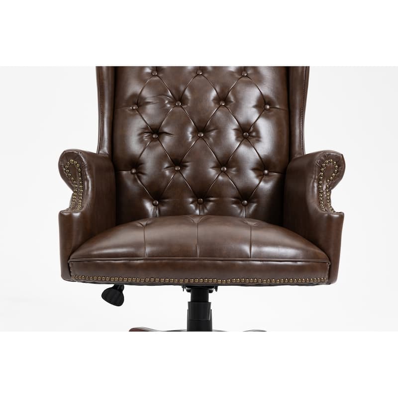 Executive Office Chair - High Back, Reclining, Ergonomic with Thick Padding, PU Leather, Smooth Glide Casters