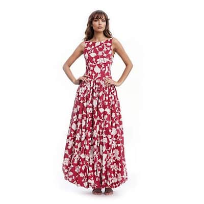 Jewel Badgley Mischka Hayden Floral Drop Waist Maxi Dress