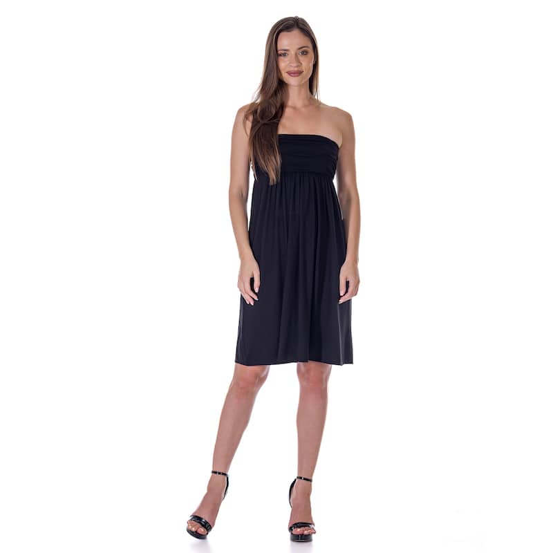 24seven Comfort Apparel Strapless Empire Waist Mini Dress - Black - 1X