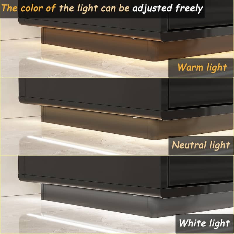 Illuminated White High Gloss Television Entertainment Center Console