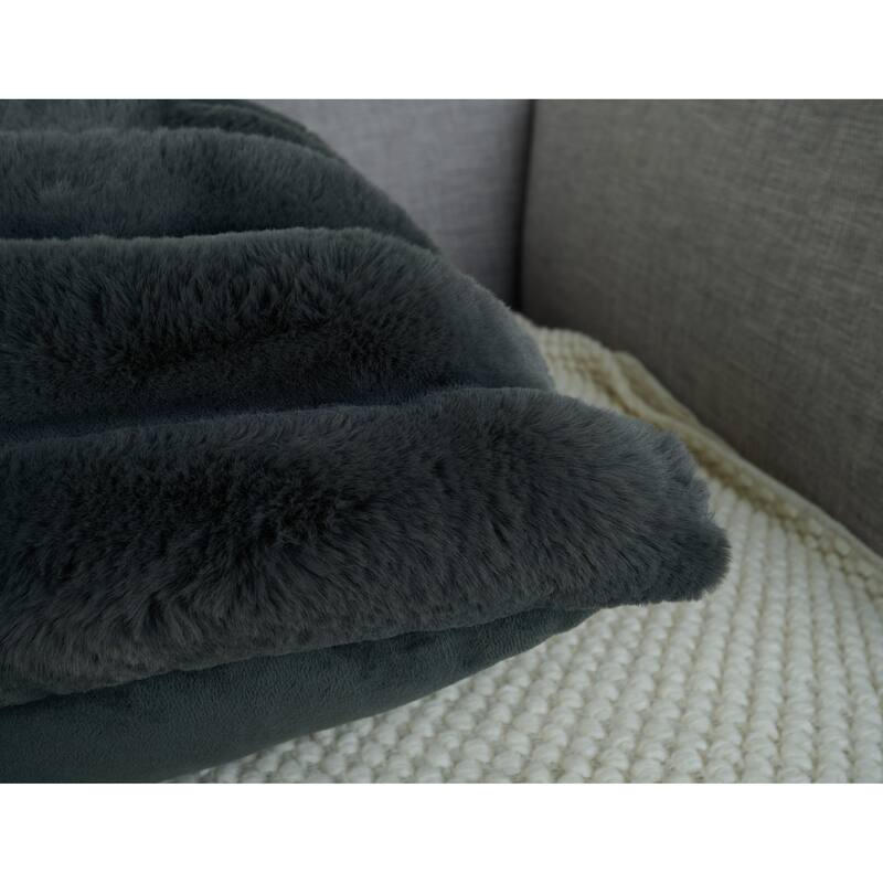 Madrid Collection Ultra Soft Ribbed Faux Fur Throw Pillow