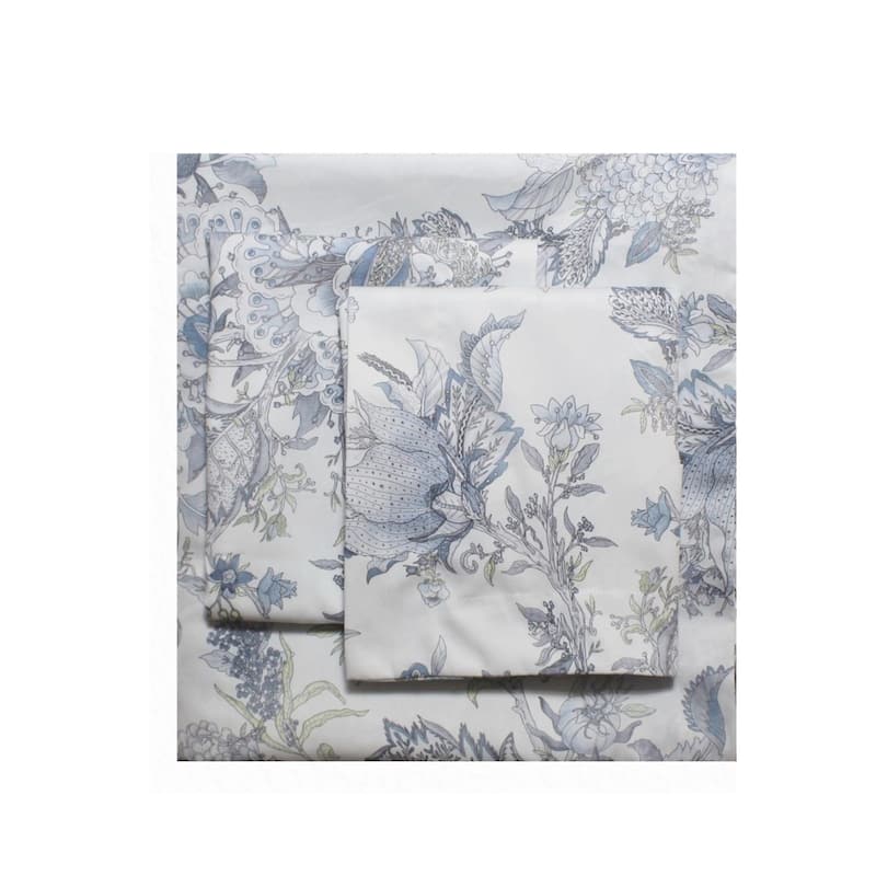 Talavera Duvet Set Queen White/ Blue