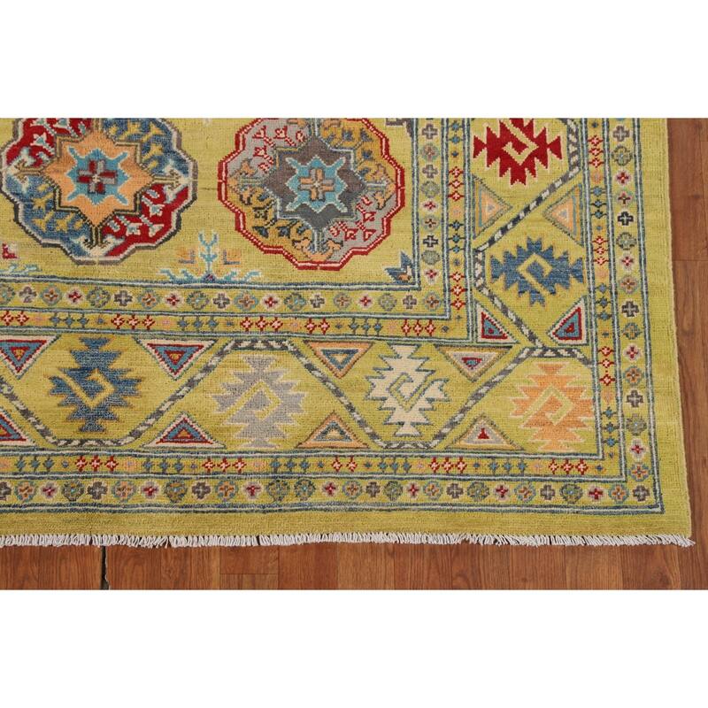Yellow Kazak Oriental Area Rug Handmade Wool Carpet - 5'10" x 8'0"