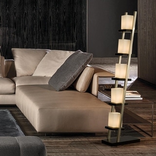 Escalier Floor Lamp - 61 Espresso Brushed Nickel On/Off Switch - Weathered Brass