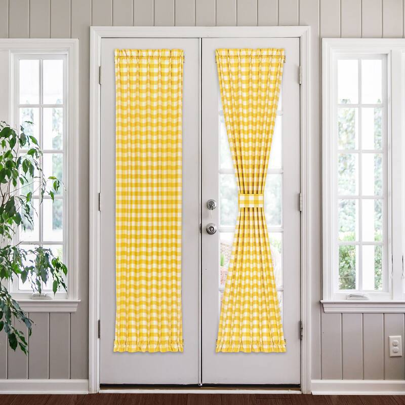 Buffalo Check Rod Pocket Door Panel and Tieback - 25x72 - Yellow