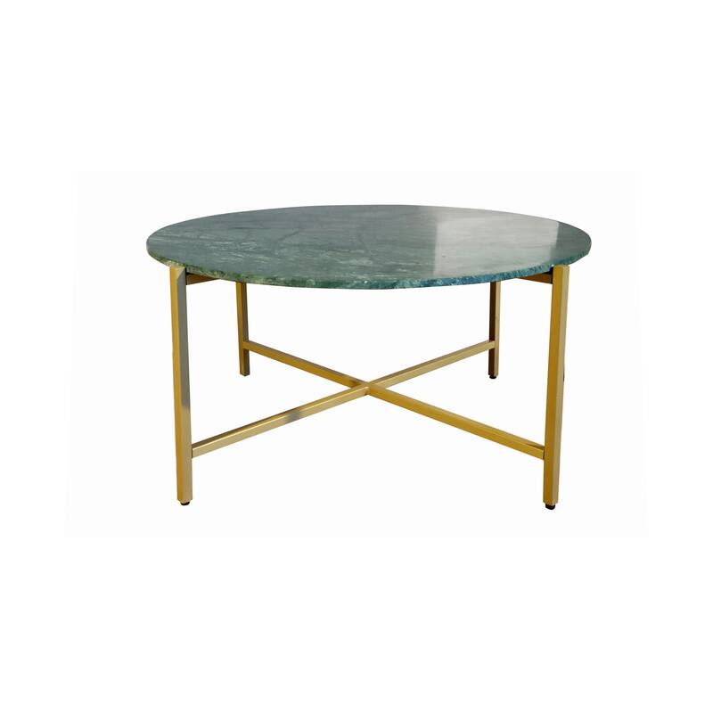 17 inch Green Marble Nesting Table Golden Metal Frame Elegant Sturdy Side Table Living Room
