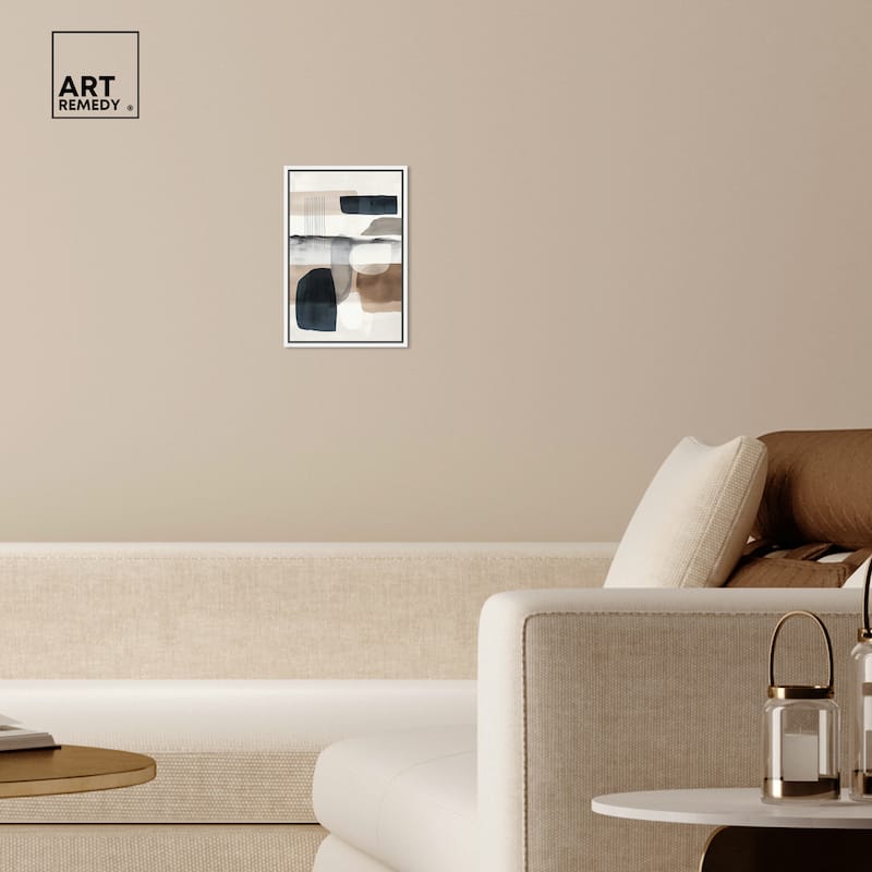 Art Remedy Layers Of Depth Framed Abstract Shapes 1 Piece Canvas Wall Art