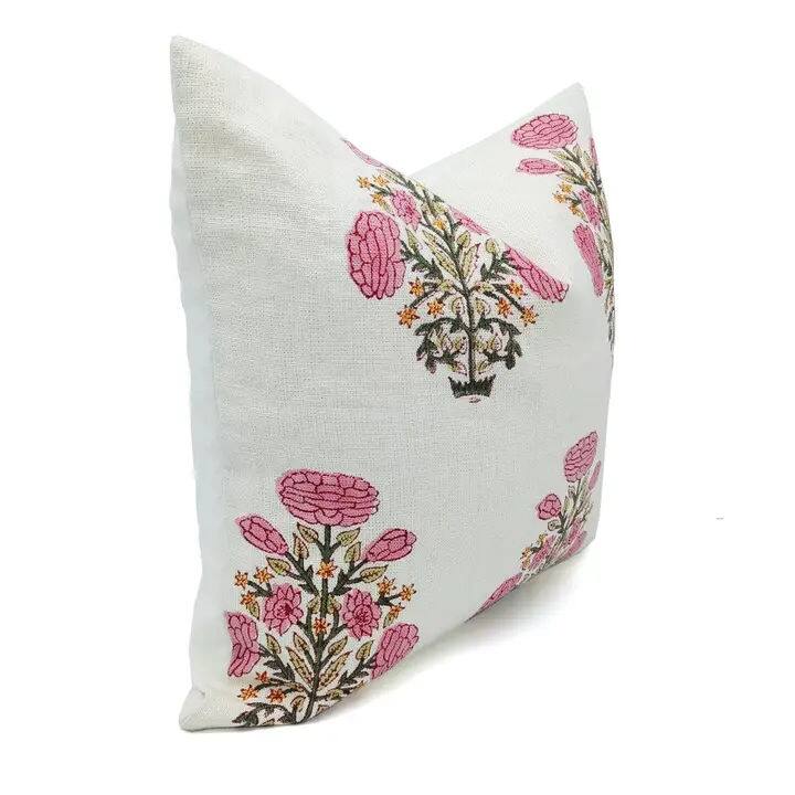 Decorative Off white linen cushion cover - Swadesh