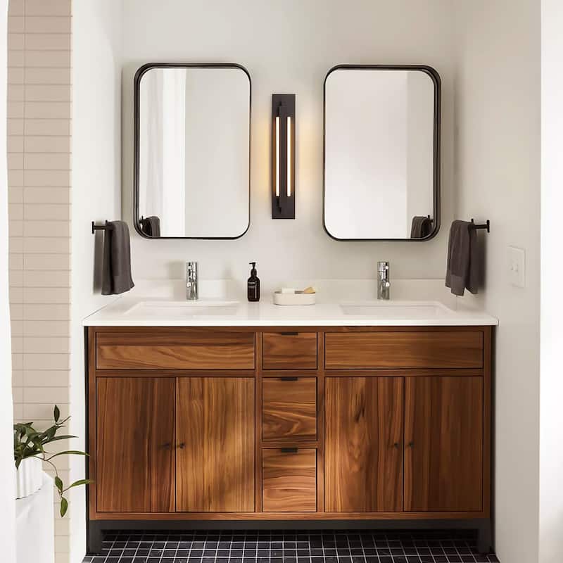 1-Light Modern Linear Chrome/Black Adjustable Integrated LED Bathroom Vanity Light - 4.3 in. W x 23.6 in. H x 4.5 in. D