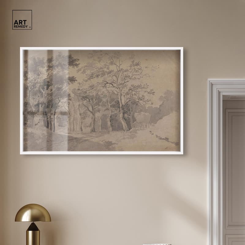Grove with Road and Haycart Shadowbox by Art Remedy