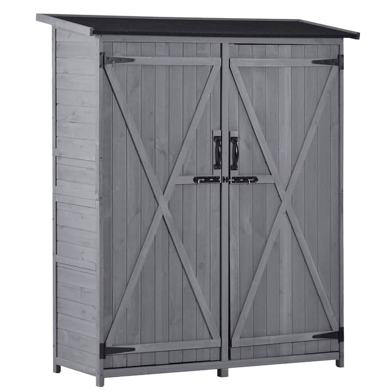 TOPMAX Outdoor 5.3ft Hx4.6ft L Wood Storage Shed Tool Organizer - N/A