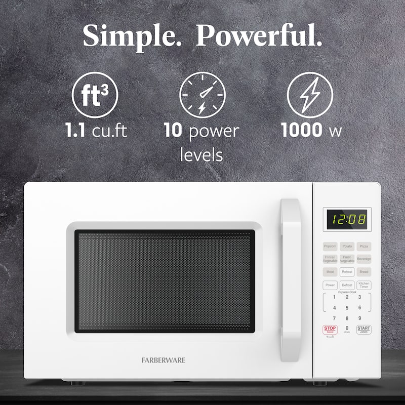 1.1 Cu. Ft. 1000-Watt Compact Microwave Oven, Black