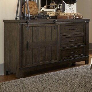 Thornwood Hills Rock Beaten Grey Finish Barn Door Dresser