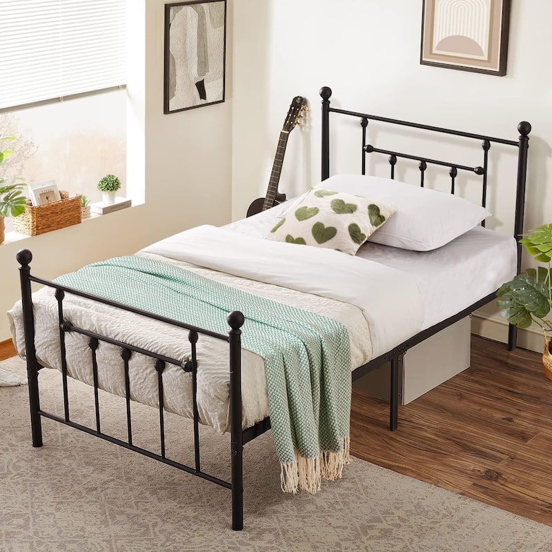 Victorian Platform Bed Frame With Headboard and Footboard Twin/Full/Queen Size Beds