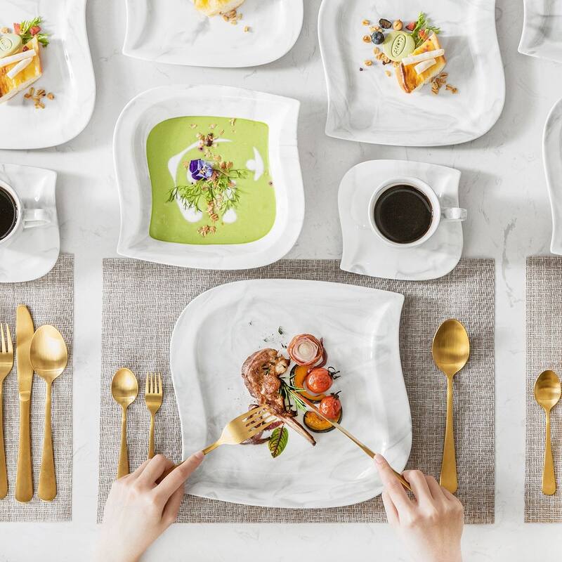MALACASA Elvira 60-Piece Porcelain Dinnerware Set (Service for 12)