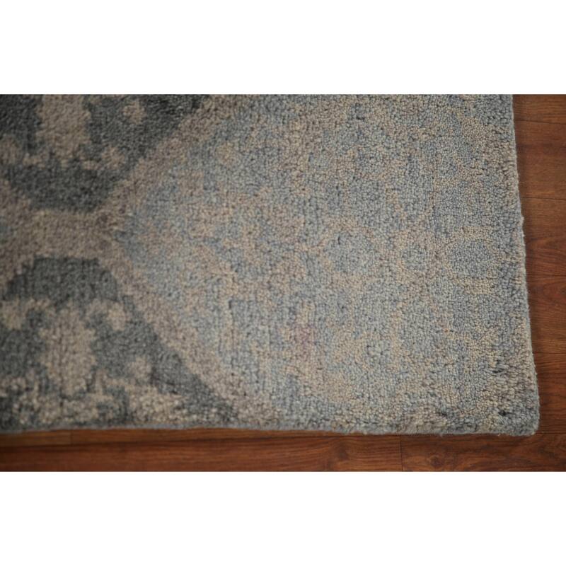 Geometric Moroccan Indian Area Rug Hand-Knotted Wool Carpet - 5'1"x 7'11"