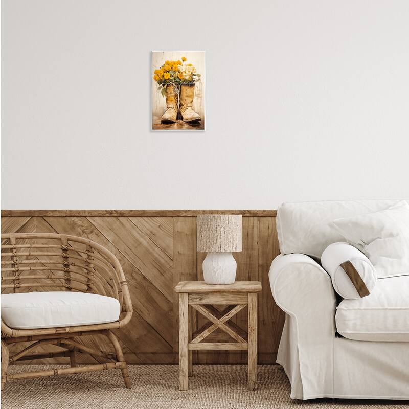 Stupell Flowers in Rugged Country Boots Wall Plaque Art Design By Heidi Kuntz