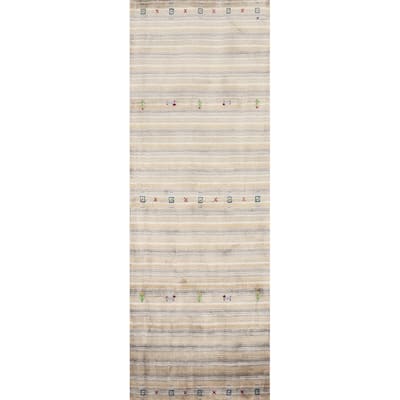 Hand Knotted Oriental 100% Wool Carpet Tribal Animal Pictorial Multi-Colored Gabbeh Runner Rug - 8' 4'' X 2' 3''