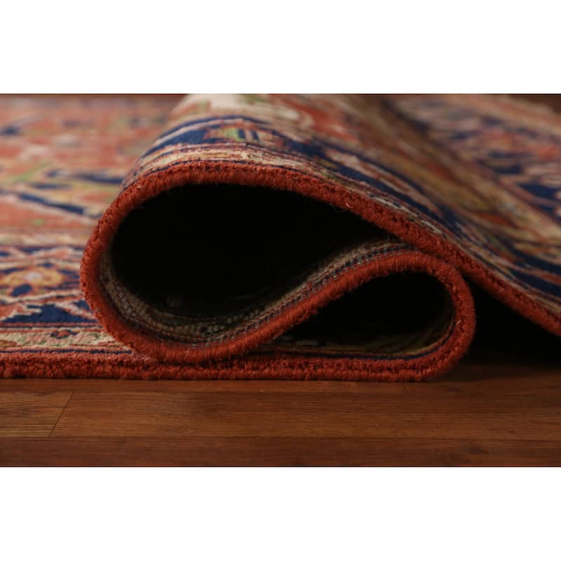 Medallion Heriz Serapi Indian Area Rug Hand-Knotted Wool Carpet - 9'0" x 12'1"