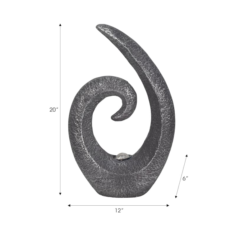 Sagebrook Home Polyresin Loopy Statue, 20-inch Solar-powered Art Piece, Subtle Dark Grey