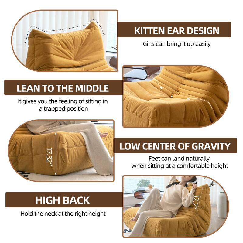 Floor Sofa Bean Bag Chair for Adults Fireside Bean Bag Lounger Memory Foam Chair for Home, Office, Apartment or Gaming Venue