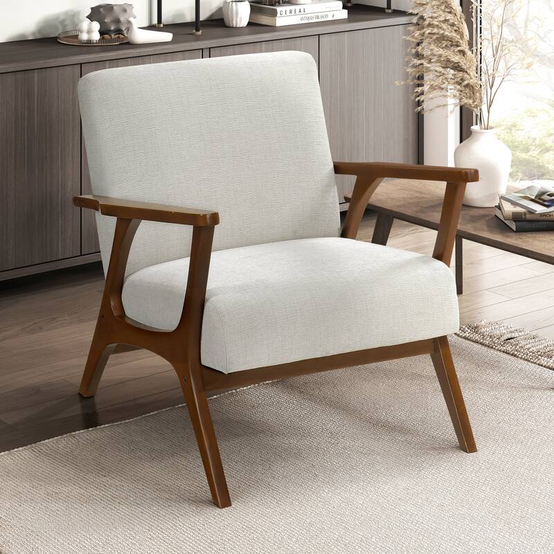 Sutton 27.5" Chenille Accent Chair - Chestnut Finish Solid Wood Frame