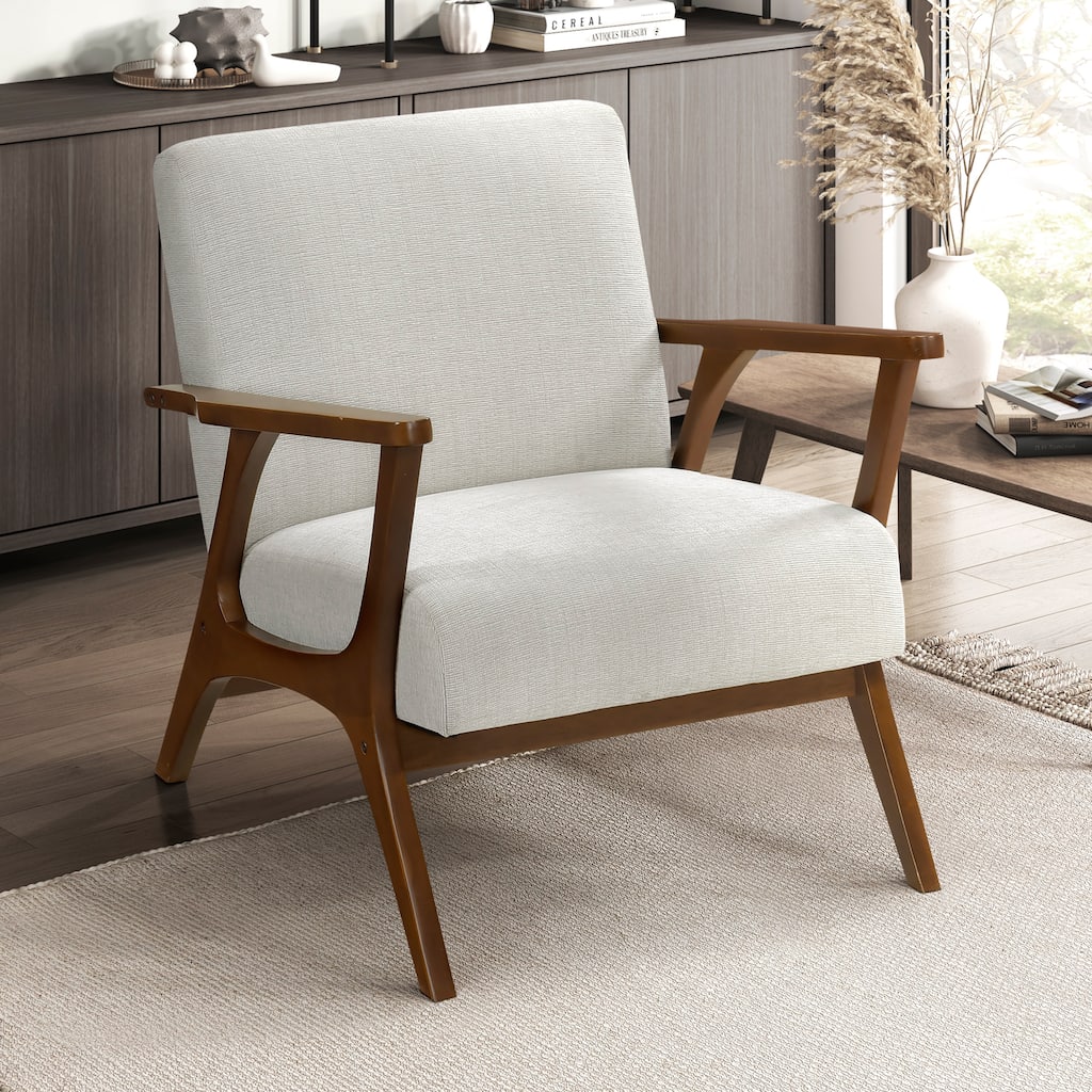 Sutton 27.5" Chenille Accent Chair - Chestnut Finish Solid Wood Frame
