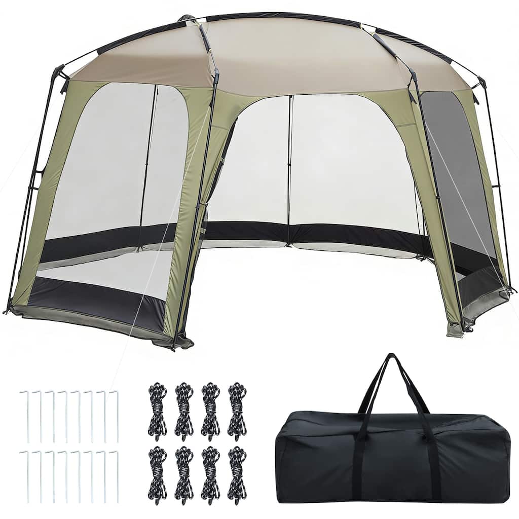 Gymax 12.5 FT X 11.7 FT Mesh Screen Tent w/Zippered Door & Carrying